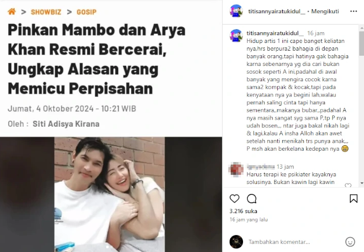 Pinkan Mambo Diramal Nyai Kidul Ungkap Pura-pura Bahagia Hingga Cerai